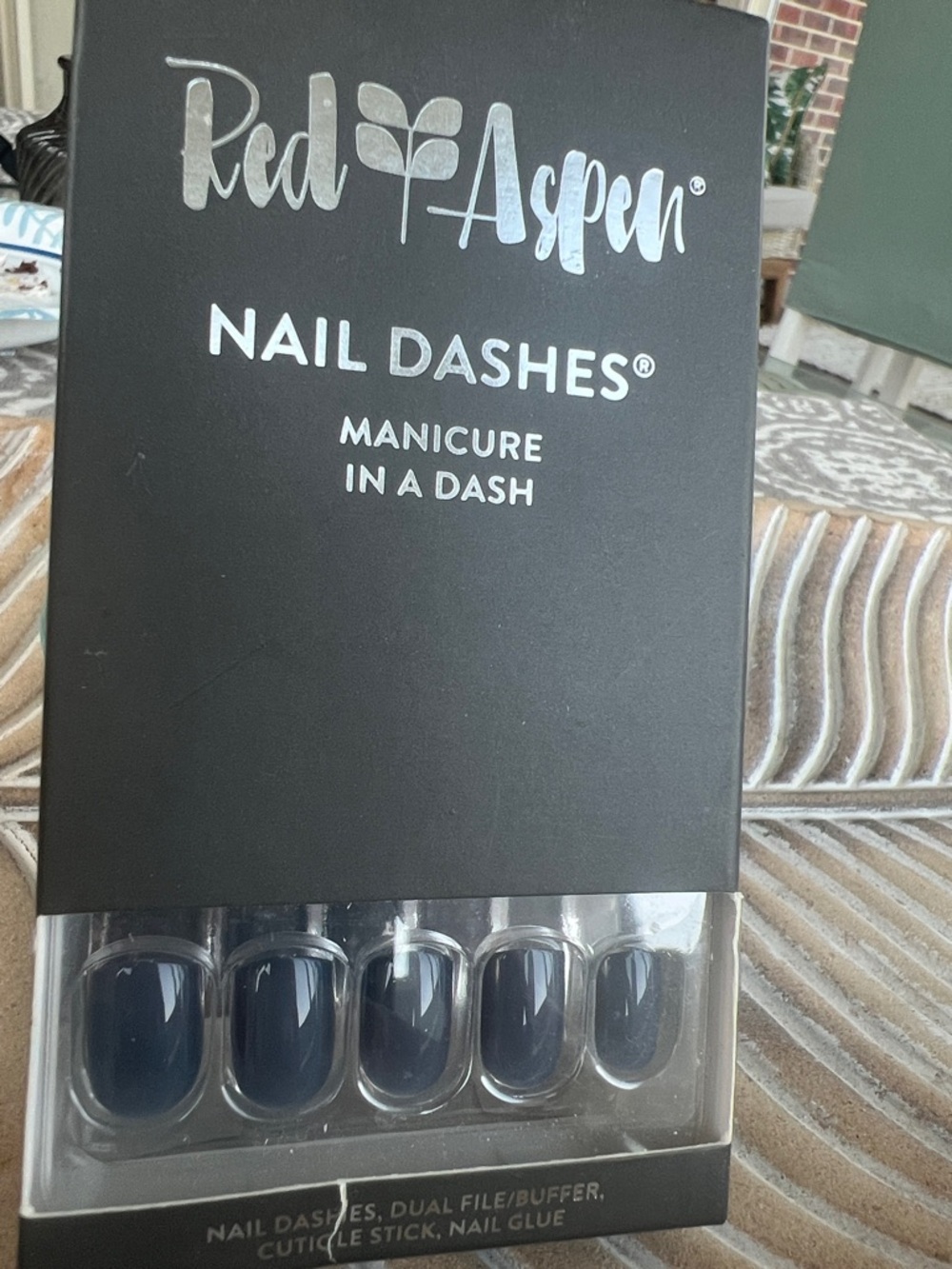 NEW! Red Aspen Press On Nails Nail Dashes Dark + Stormi Blue Grey